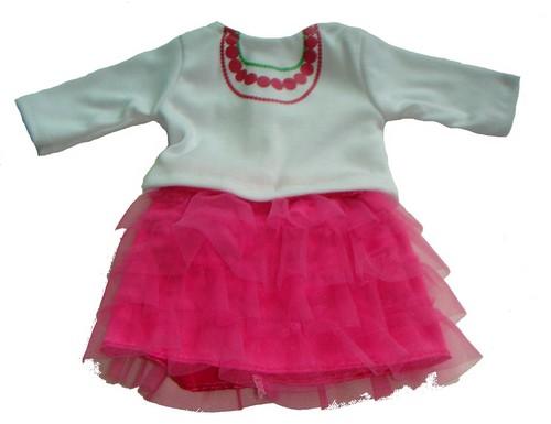 Dukketøj Tyl nederdel, pink 38-41 cm.