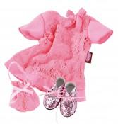 Götz dukketøj pink kjole m glittersko 46-50