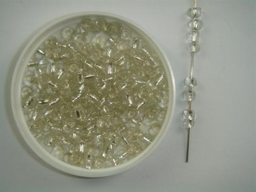 Glasperle 4 mm silverline sølv  100 g