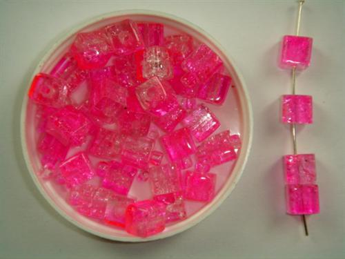 Craclebeads kubus pink 6x6 mm 100 stk,