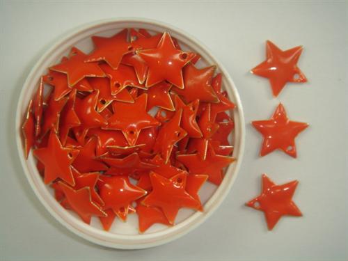 Vedhæng stjerne emalje orange 20 stk