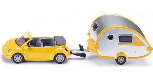 SIKU VW Beetle Caprio med campingvogn - MEGET FLOT