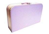 Papkuffert Rosa og hvid ternet 40 cm.