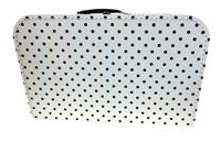 Papkuffert Hvid med sorte prikker 35 cm.