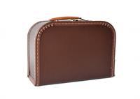 Papkuffert brun med kantbånd 25 cm.