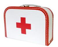 Papkuffert Hvid lægekuffert med rød kant 30 cm.
