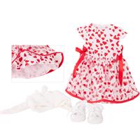 Götz dukketøj kjole hjerter, trøje+ sko 46-50 cm.