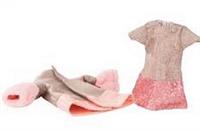 Götz dukketøj Kjole + Frakke m pels kant 46-50 cm.