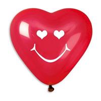 Balloner Hjerte rødt smilende 10 stk.