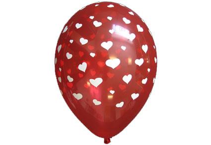 Balloner med hjertemotiv 10 stk