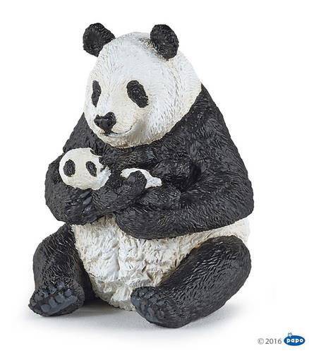Papo Panda siddende med unge