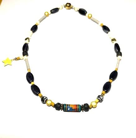 Halskæde med flot Peru perle og stjerne - UNIKA eget design