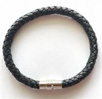 Armbånd flettet læder 6 mm 20 cm