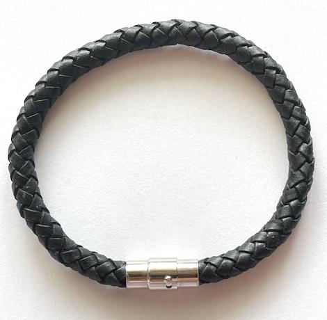 Armbånd flettet læder 6 mm 21 cm