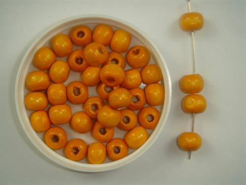 Træperle orange lys 7 mm 200 stk