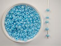 Glasperle 4 mm Luster lys blå 100 g - flot med perlemorsskær