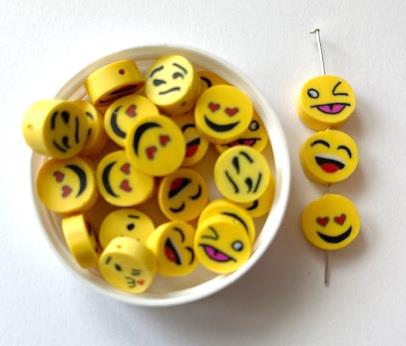 Perle smiley gul mix 10 mm 50 stk.