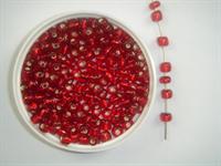 Glasperle silverline 4 mm rød 100 g