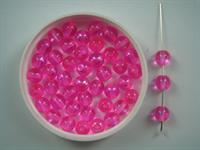 Glasperle neon pink transparant 6 mm 80 stk