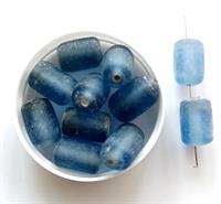 Glasperle cylinder blå