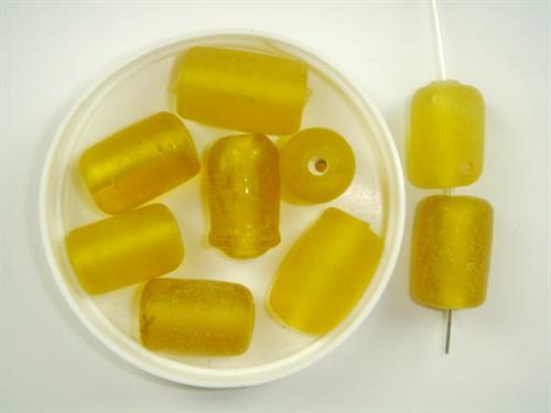 Glasperle cylinder gul 20 stk