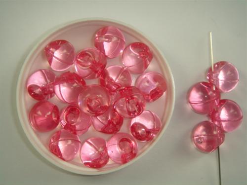 Perle acrylic rund trible rosa 50 stk.