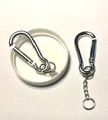 Karabinhage 4 x 1,9 cm med kæde og ring